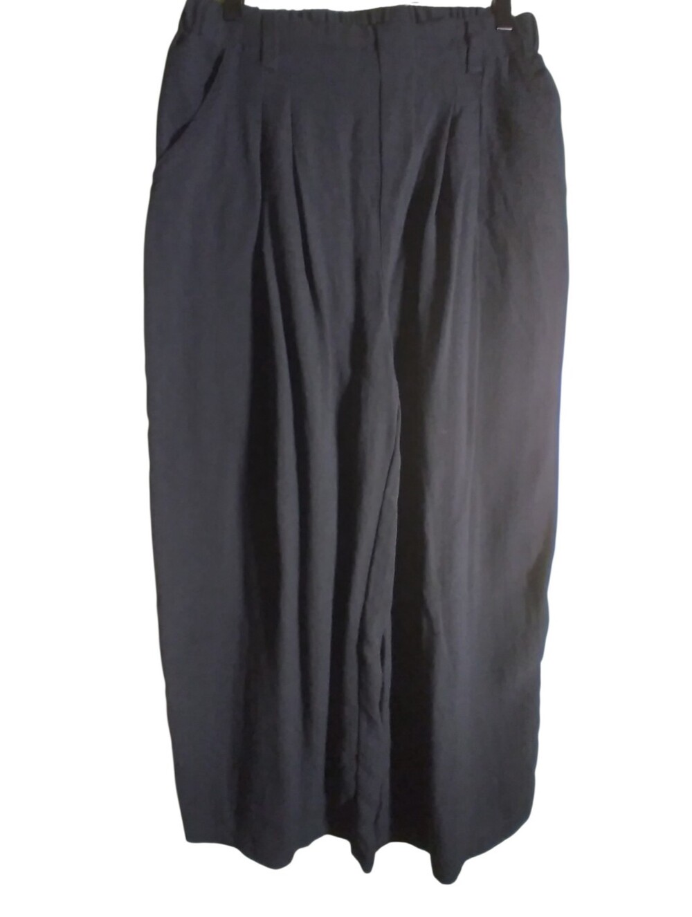 HALARA Black Elastic-Waist Wide Leg Pants Stretch In Back Size M Pockets